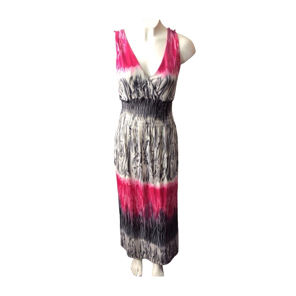 Ace FashiojElegant Pink and Black Maxi Dress